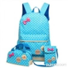 Cute Girls Backpacks, Coofit 3 Pieces Dots Lightweight Nylon Backpack Schoolbag Set for Children Kids